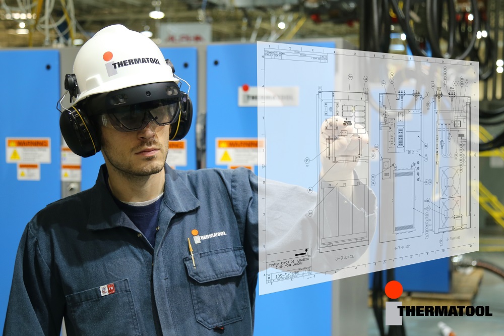 Thermatool’s SuperVizor augmented reality headset connects to remote support